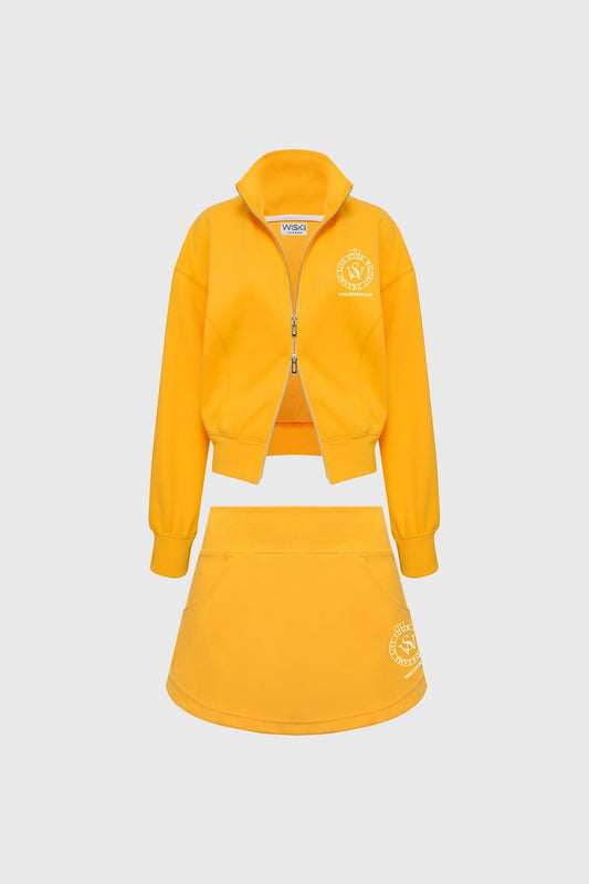 Wiskii Two-Way Zipper Jacket & Stylish Ease Mini Sweat Skirt