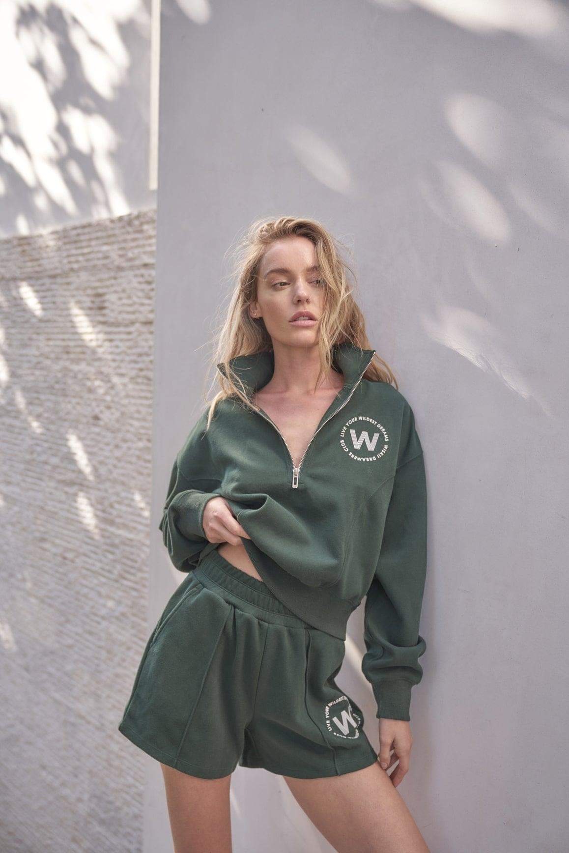 Leisure Half-zip Sweatshirt & High-waist Sweat Short