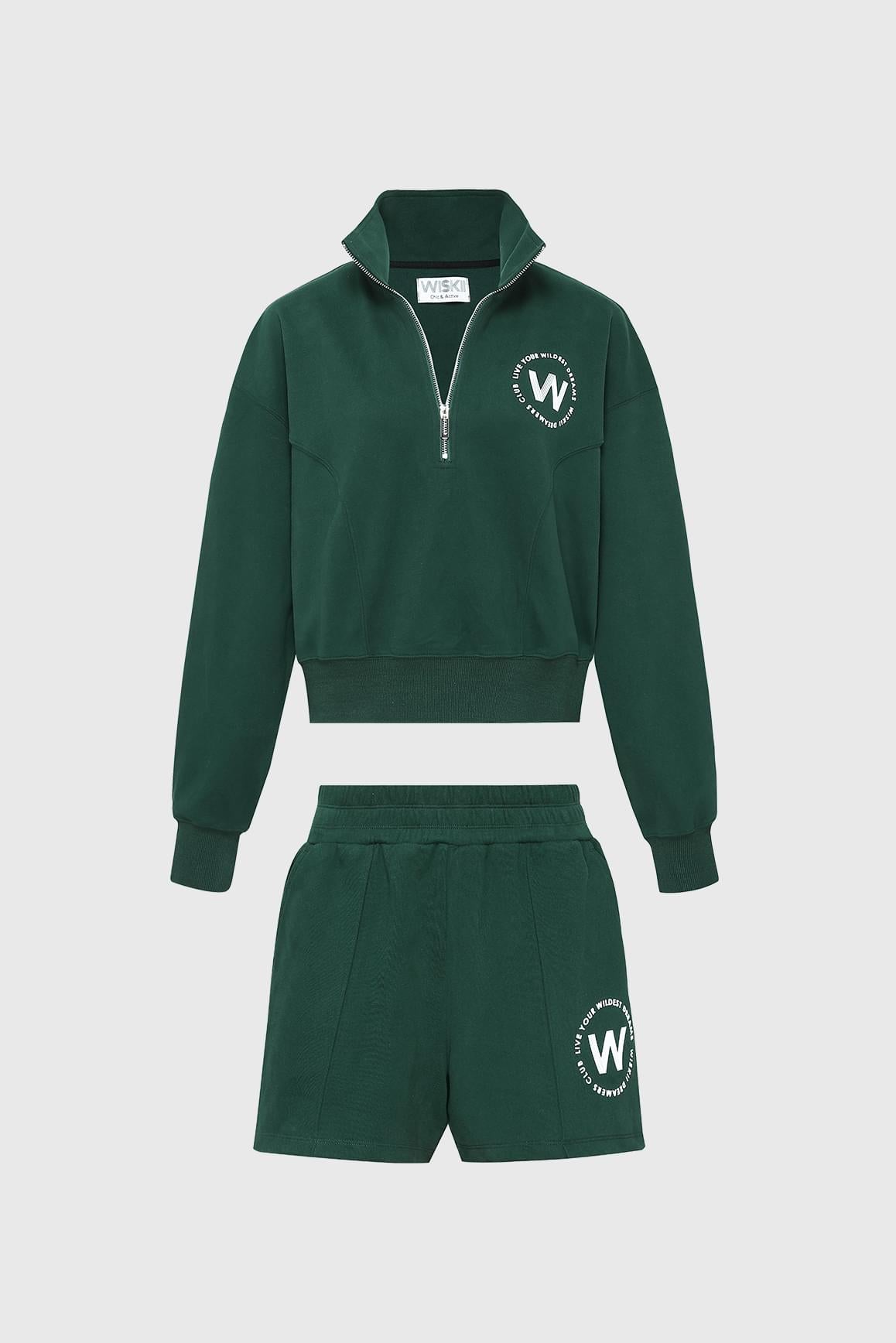 Leisure Half-zip Sweatshirt & High-waist Sweat Short