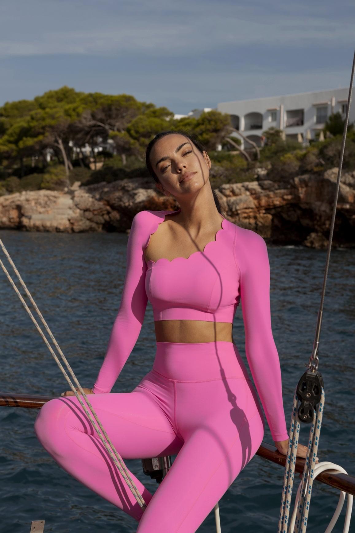 Asymmetrical Long Sleeve Crop Top & High-waist Training Legging