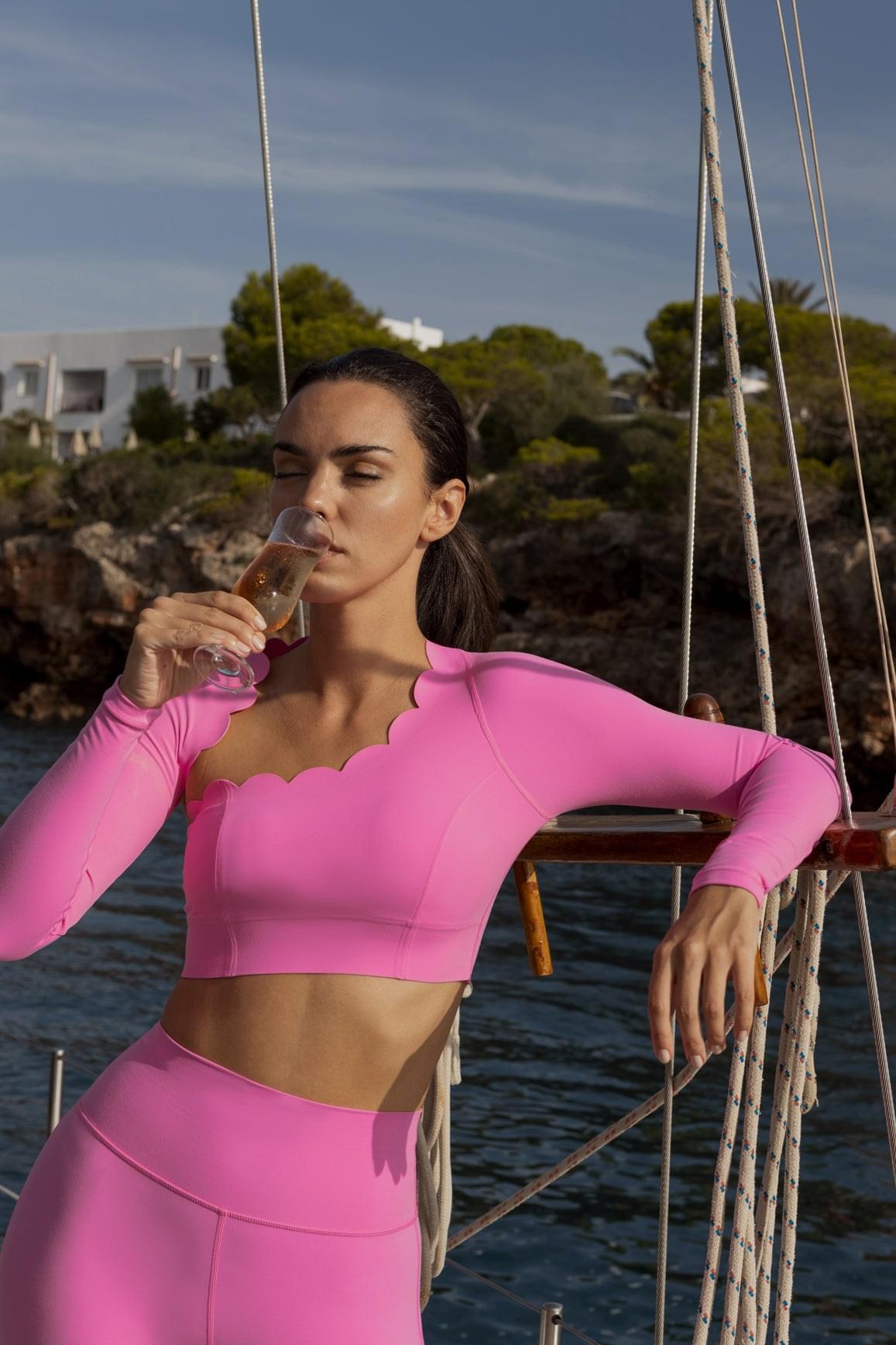 Asymmetrical Long Sleeve Crop Top & High-waist Training Legging