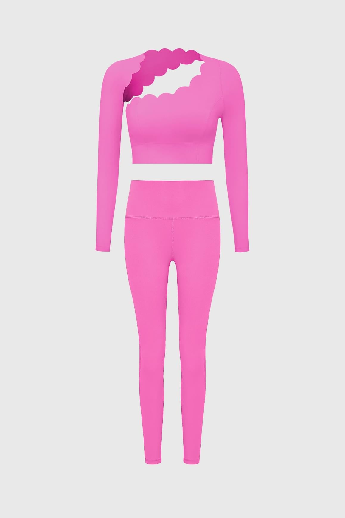 Asymmetrical Long Sleeve Crop Top & High-waist Training Legging