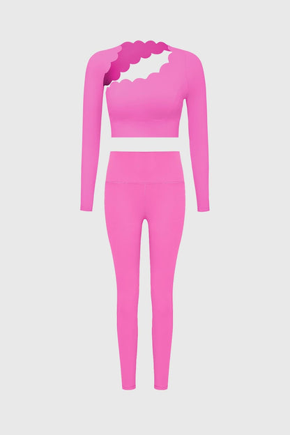 Asymmetrical Long Sleeve Crop Top & High-waist Training Legging