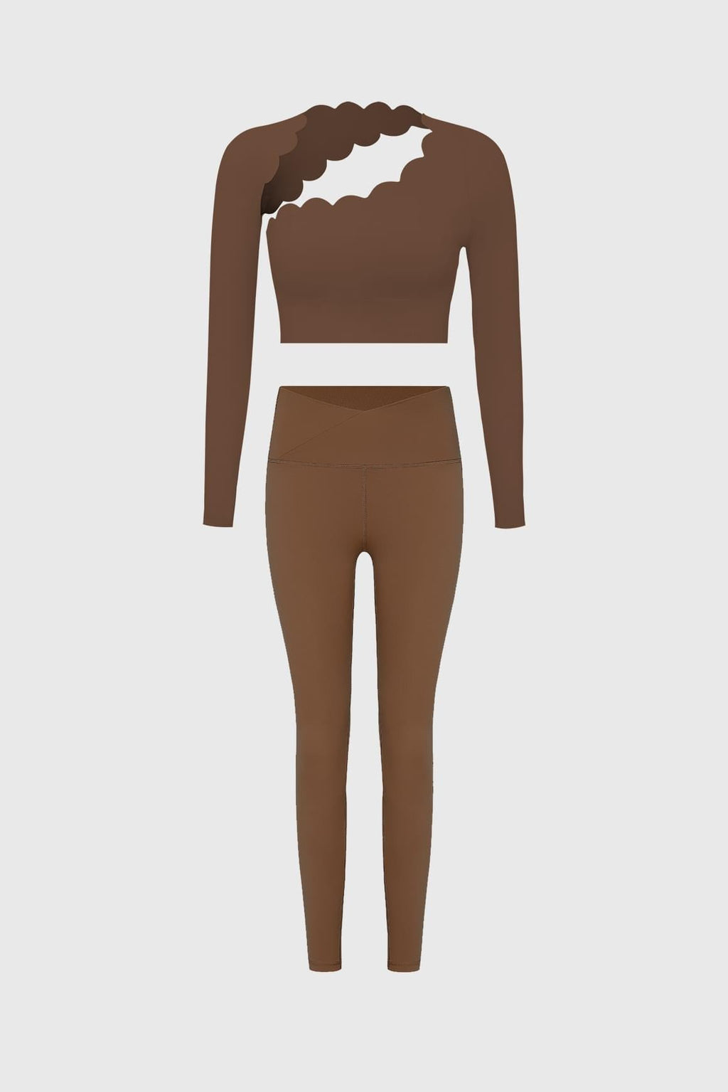 Asymmetrical Long Sleeve Crop Top & V-waist Yoga Legging