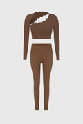 Asymmetrical Long Sleeve Crop Top & V-waist Yoga Legging