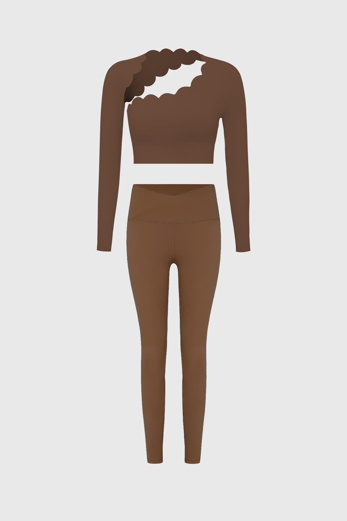 Asymmetrical Long Sleeve Crop Top & V-waist Yoga Legging
