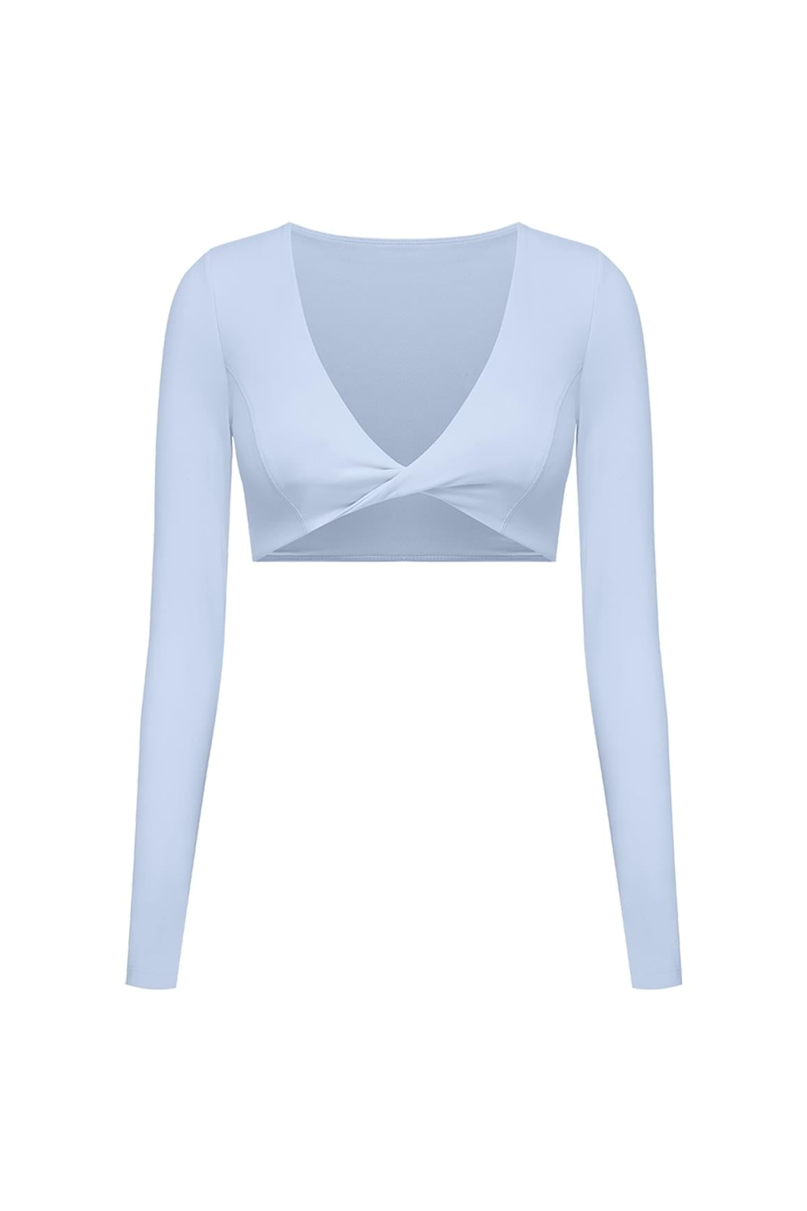 Twist-Front Long Sleeve Crop Top