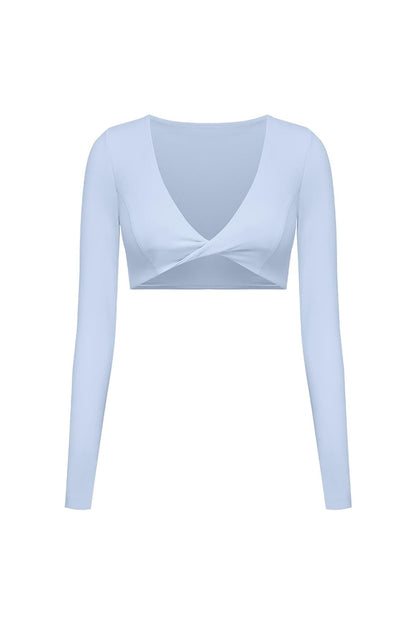 Twist-Front Long Sleeve Crop Top