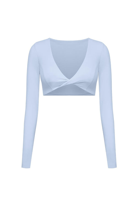 Twist-Front Long Sleeve Crop Top