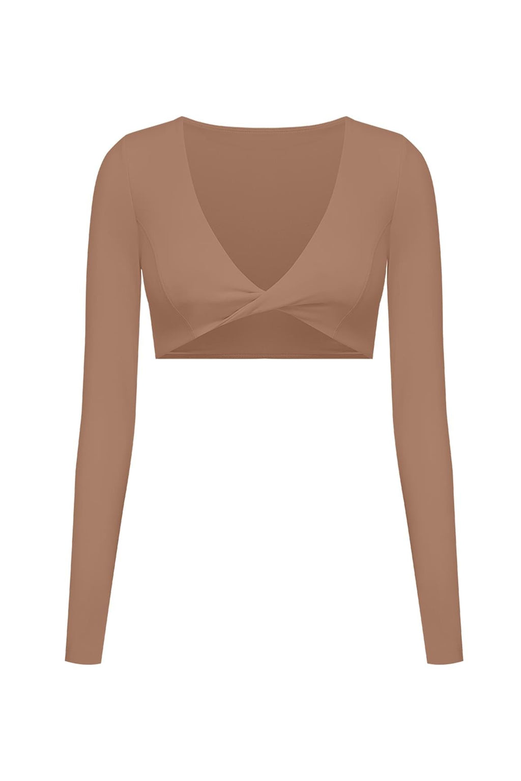 Twist-Front Long Sleeve Crop Top