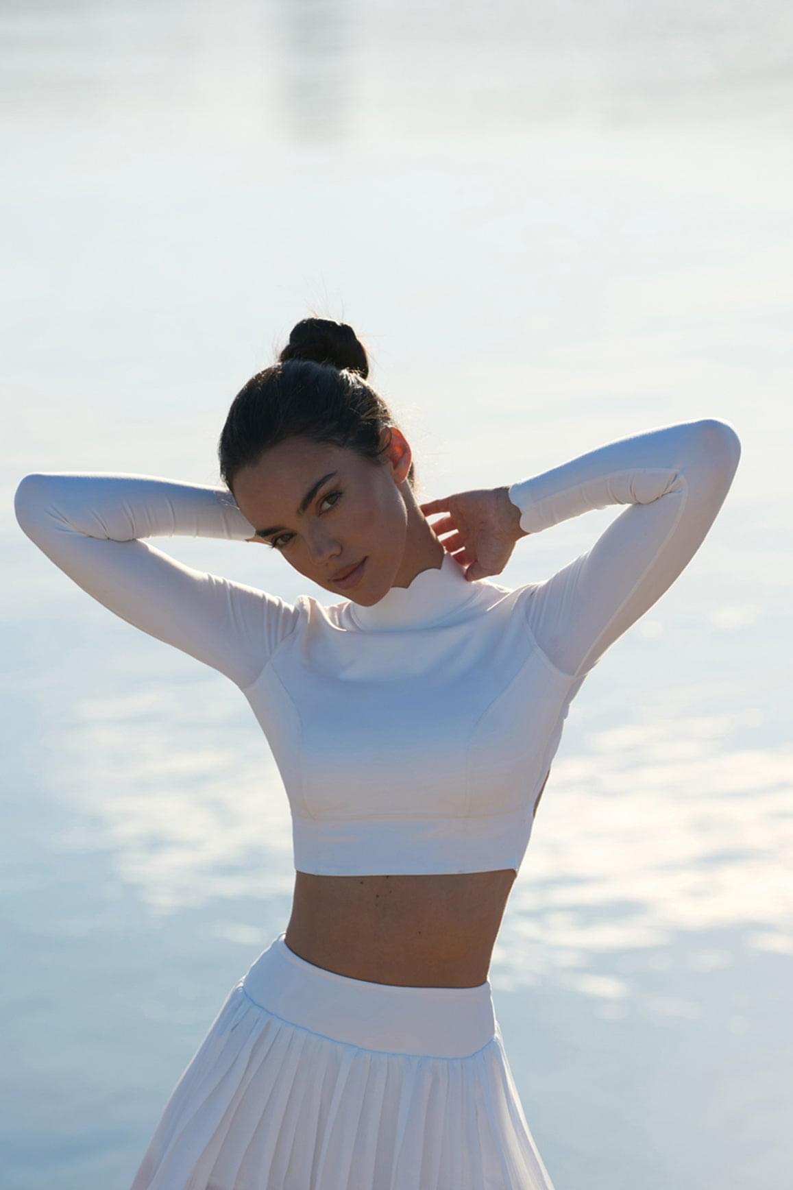 Open Back Long Sleeve Crop Top