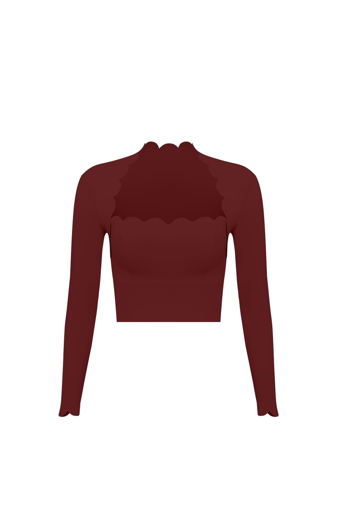Scallop Cropped Long Sleeve Top