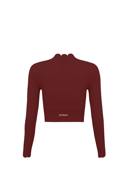 Scallop Cropped Long Sleeve Top