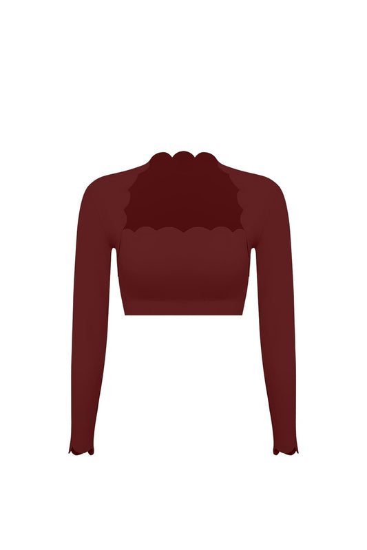 Scallop Cropped Long Sleeve Top
