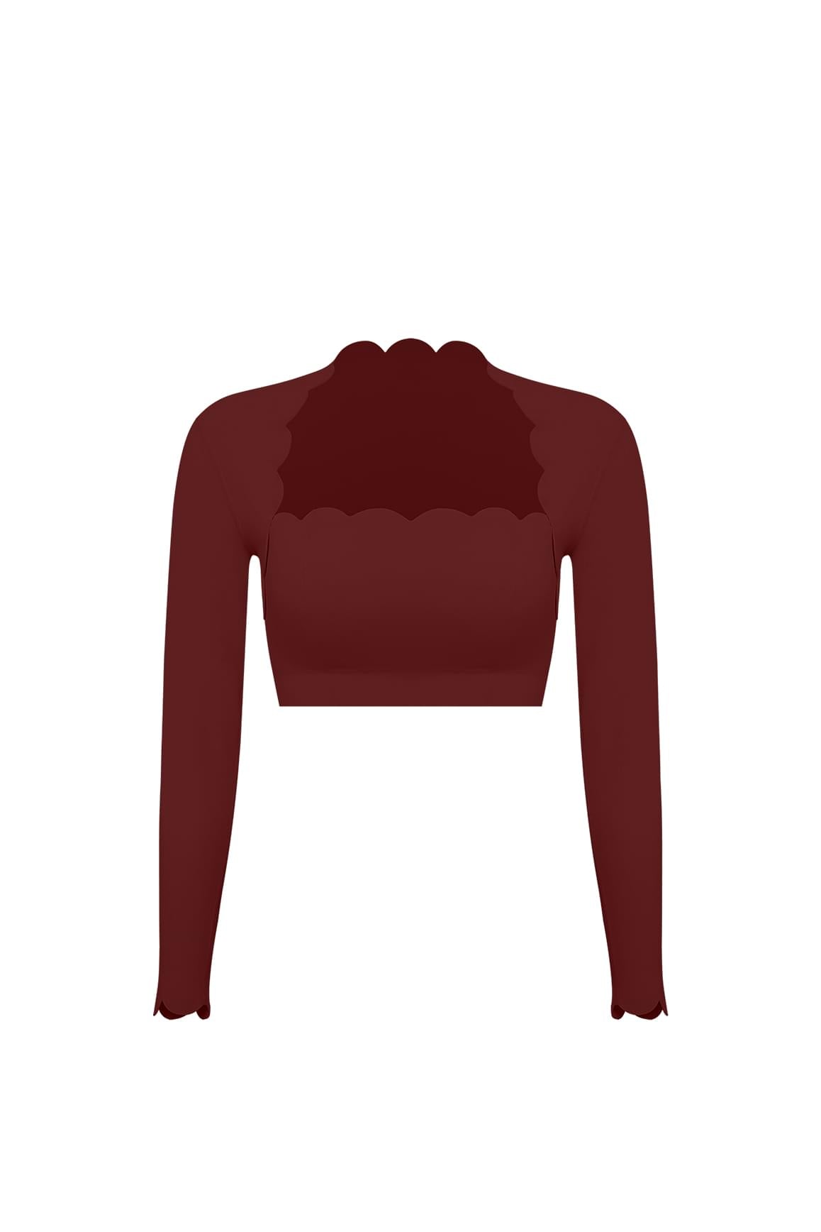 Scallop Cropped Long Sleeve Top