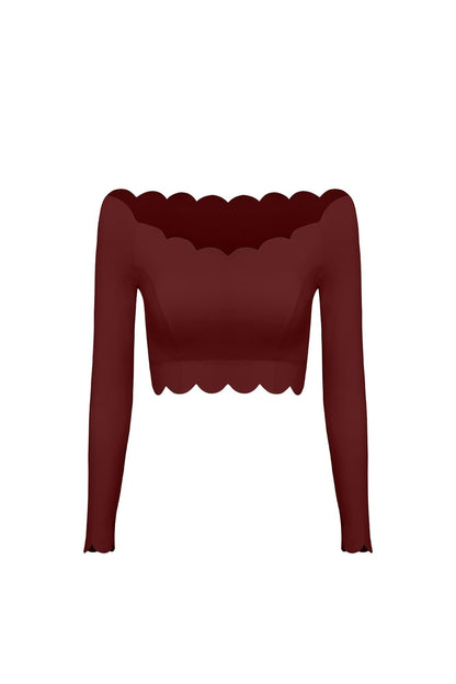 Off Shoulder Long Sleeve Crop Top