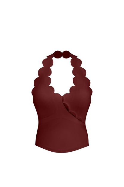 Riviera Scallop Halter Bra Tank