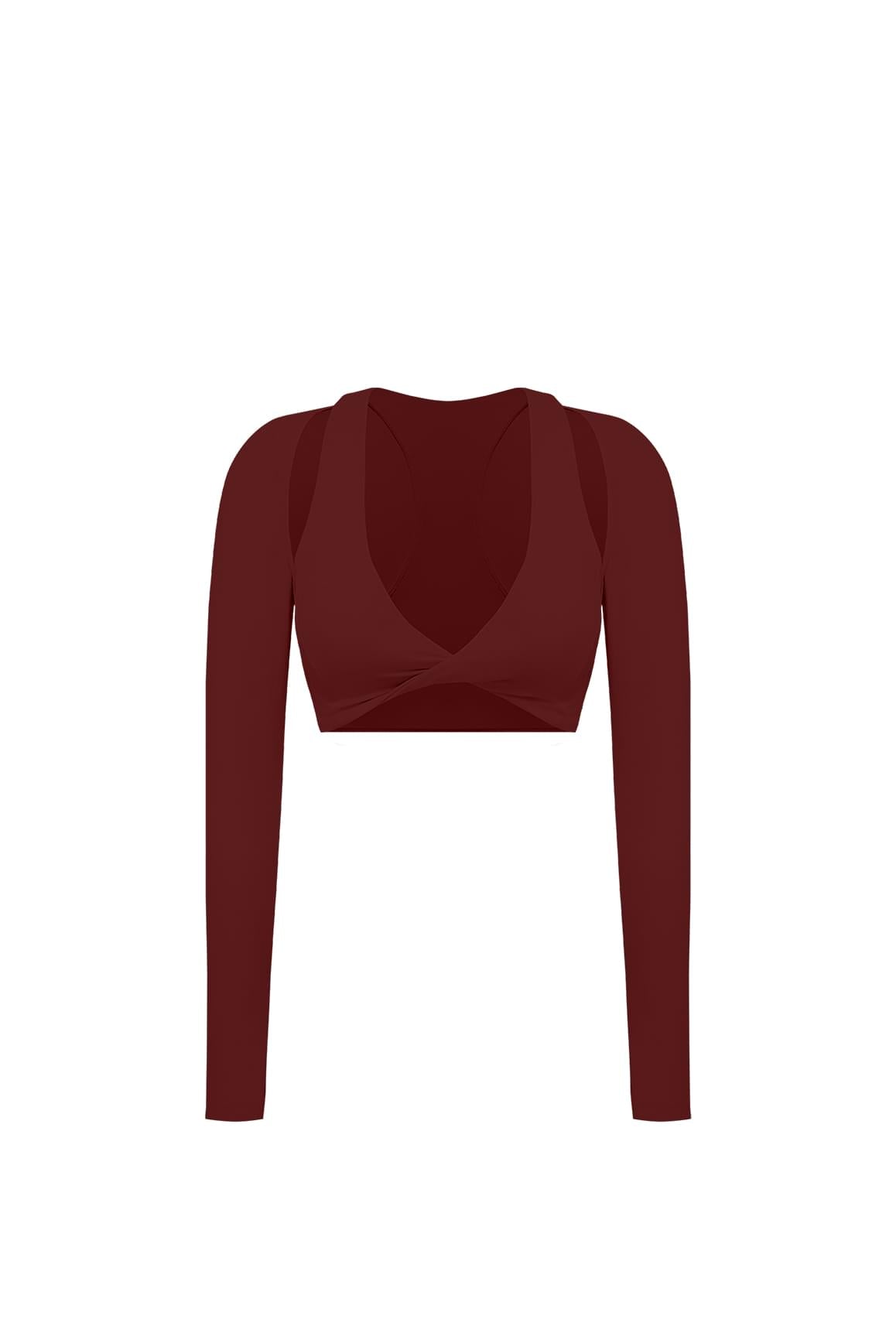 Twist-Front Shoulder Cut Crop Top