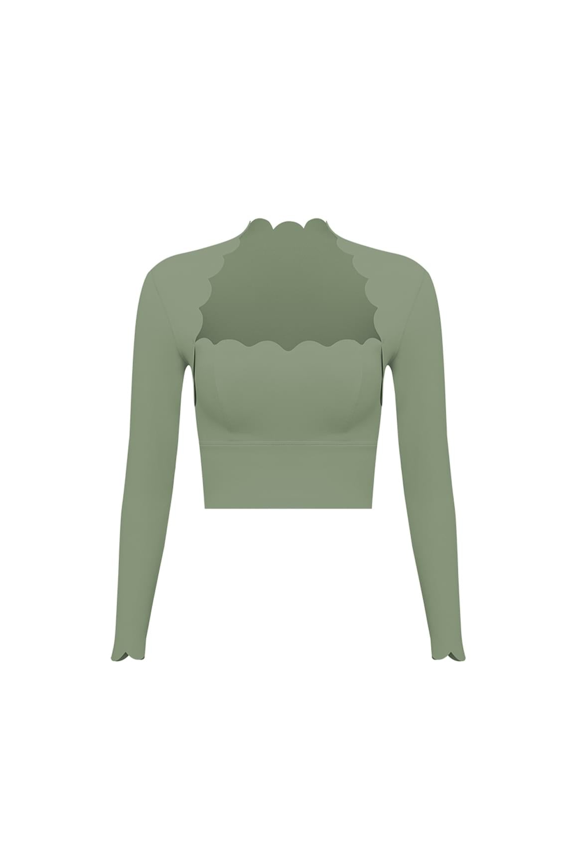 Scallop Cropped Long Sleeve Top