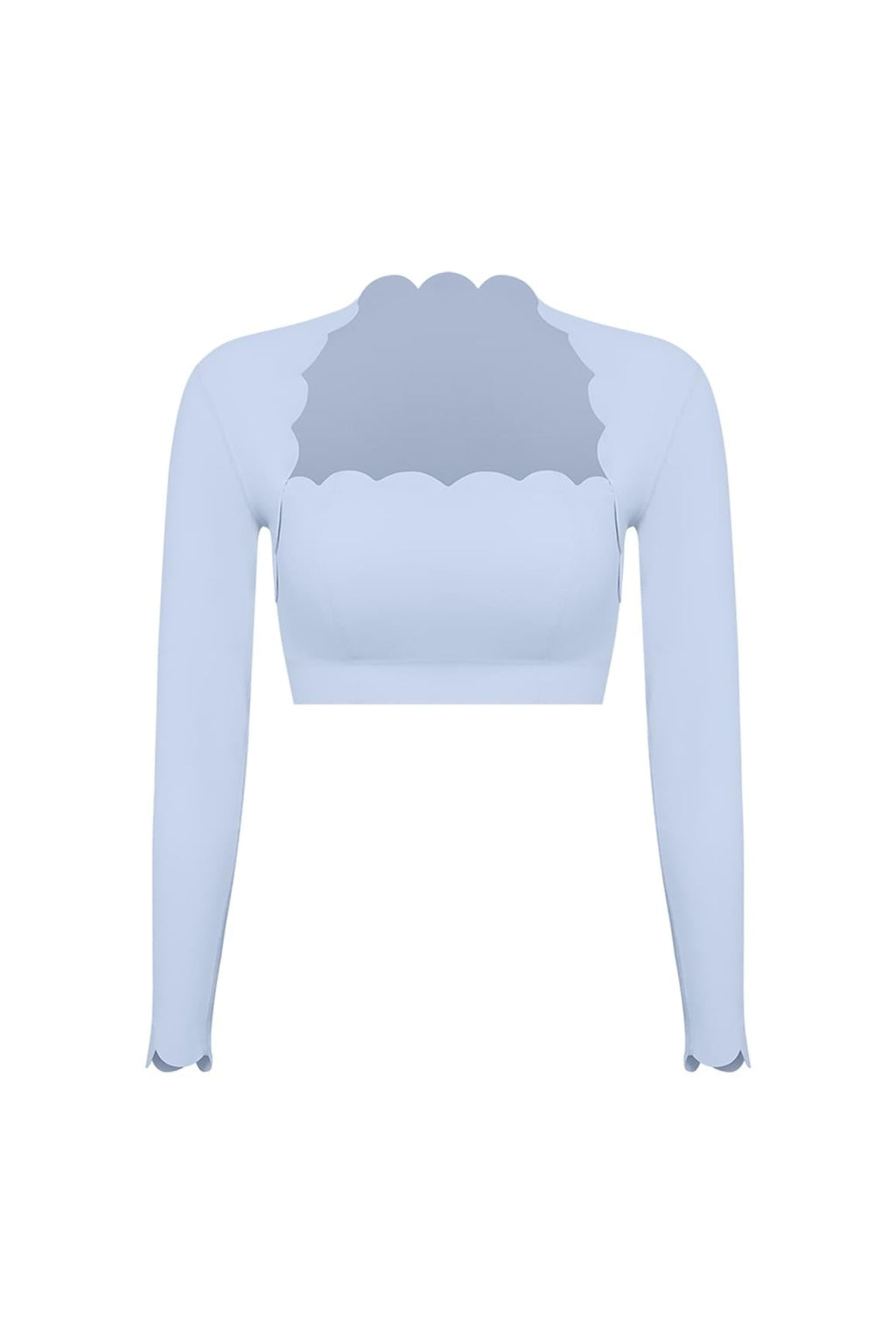 Scallop Cropped Long Sleeve Top