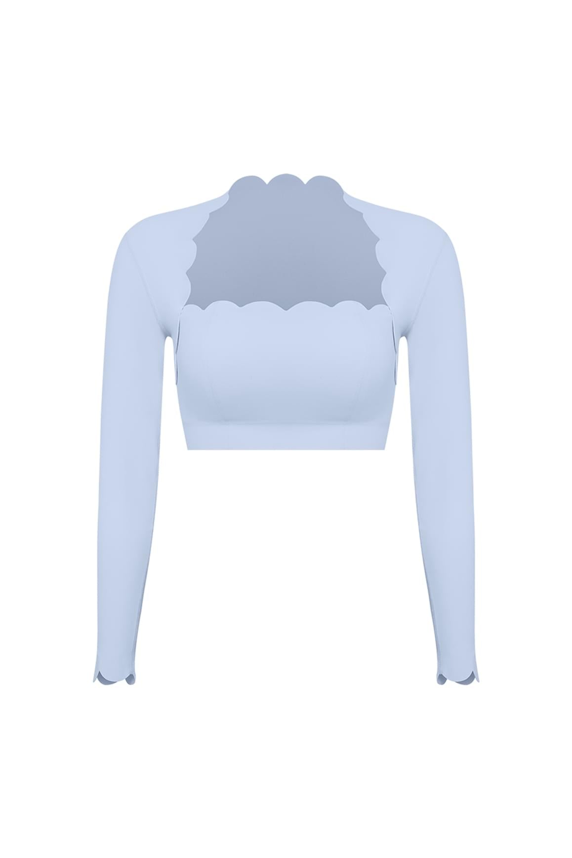Scallop Cropped Long Sleeve Top