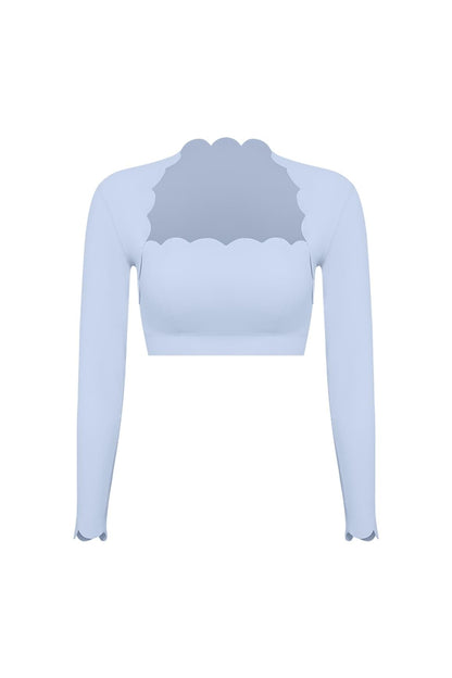 Scallop Cropped Long Sleeve Top