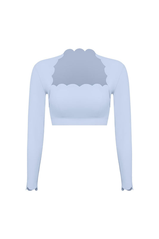 Scallop Cropped Long Sleeve Top