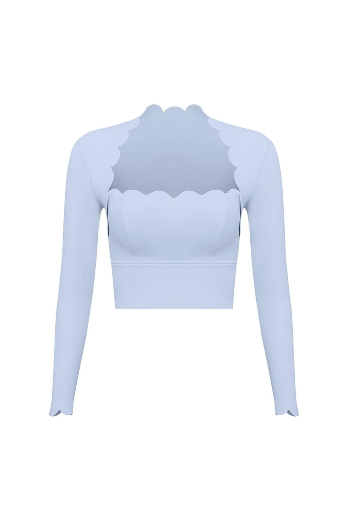 Scallop Cropped Long Sleeve Top