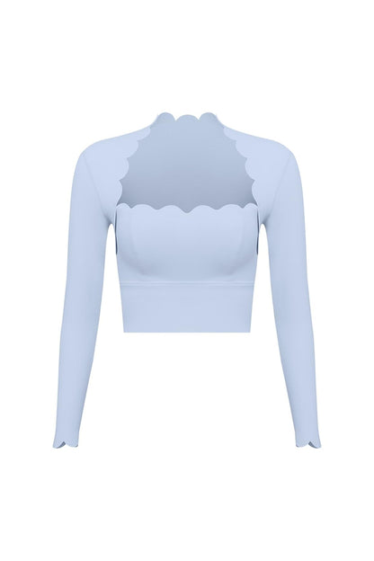 Scallop Cropped Long Sleeve Top