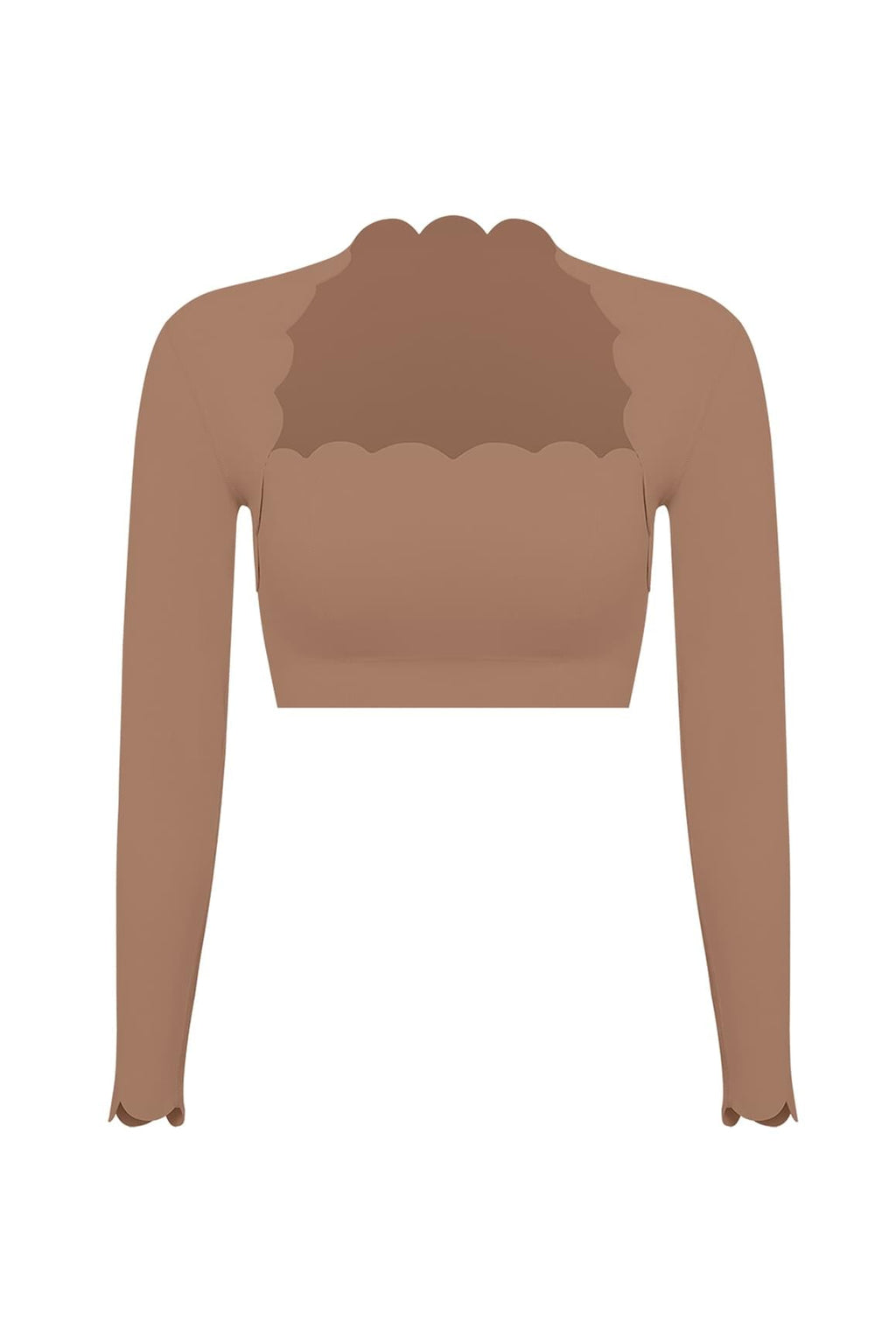 Scallop Cropped Long Sleeve Top