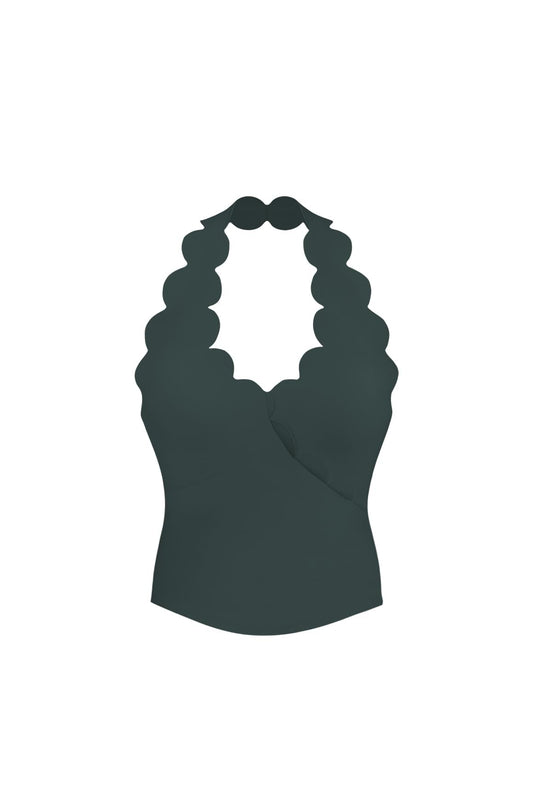 Riviera Scallop Halter Bra Tank