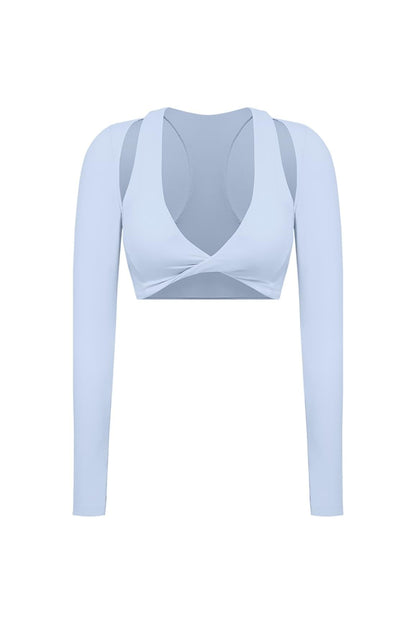 Twist-Front Shoulder Cut Crop Top