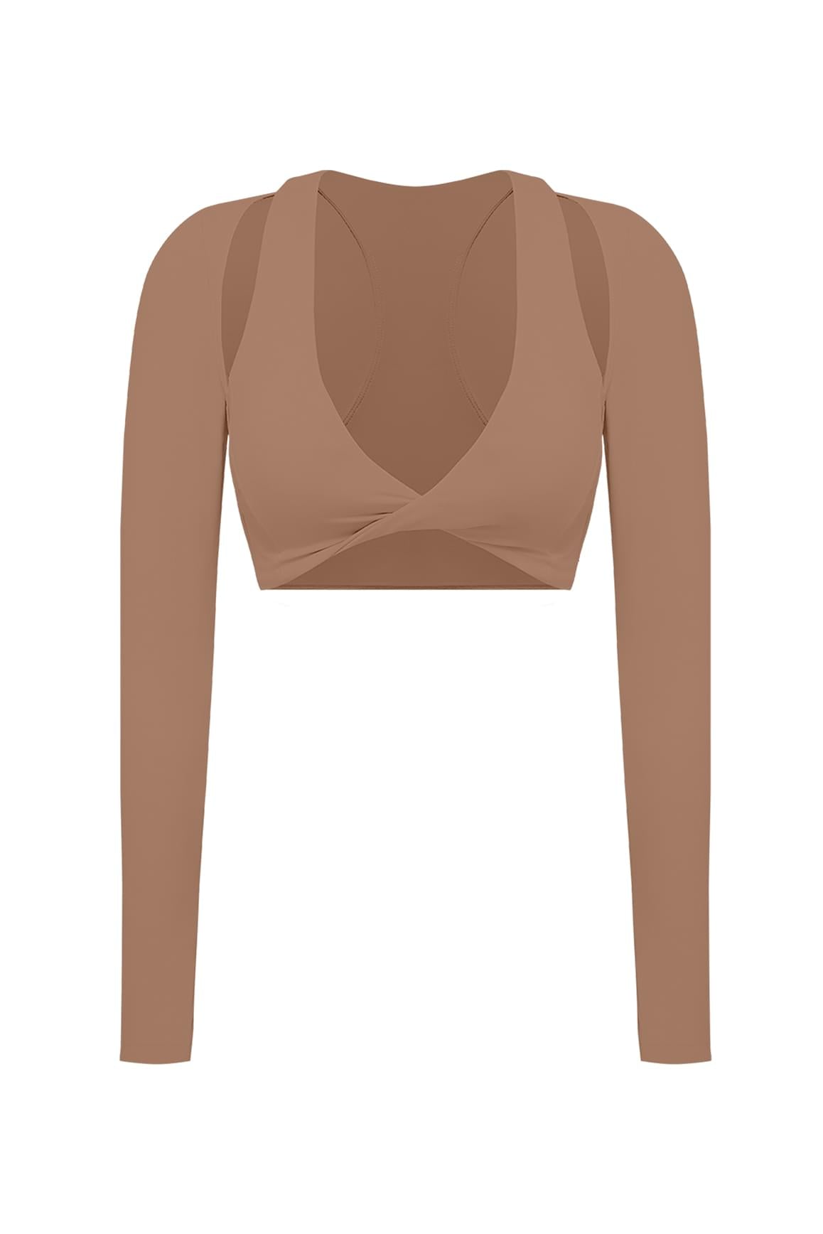 Twist-Front Shoulder Cut Crop Top