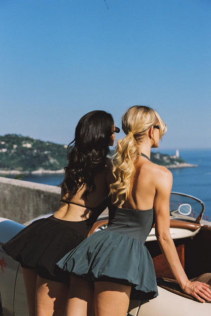 Riviera Floral Backless Halter Dress
