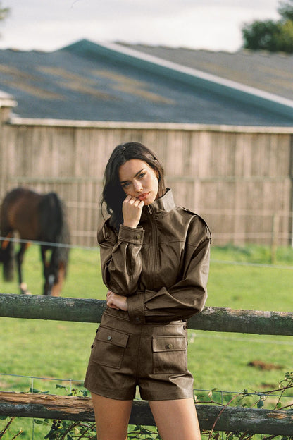 Retro Faux Leather Jacket