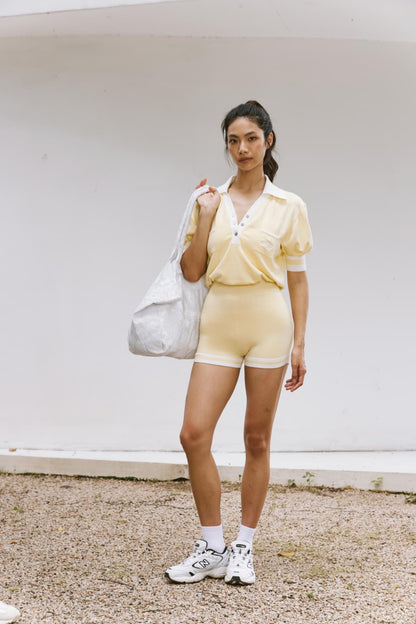 V-Neck Polo Short Sleeve Playsuit