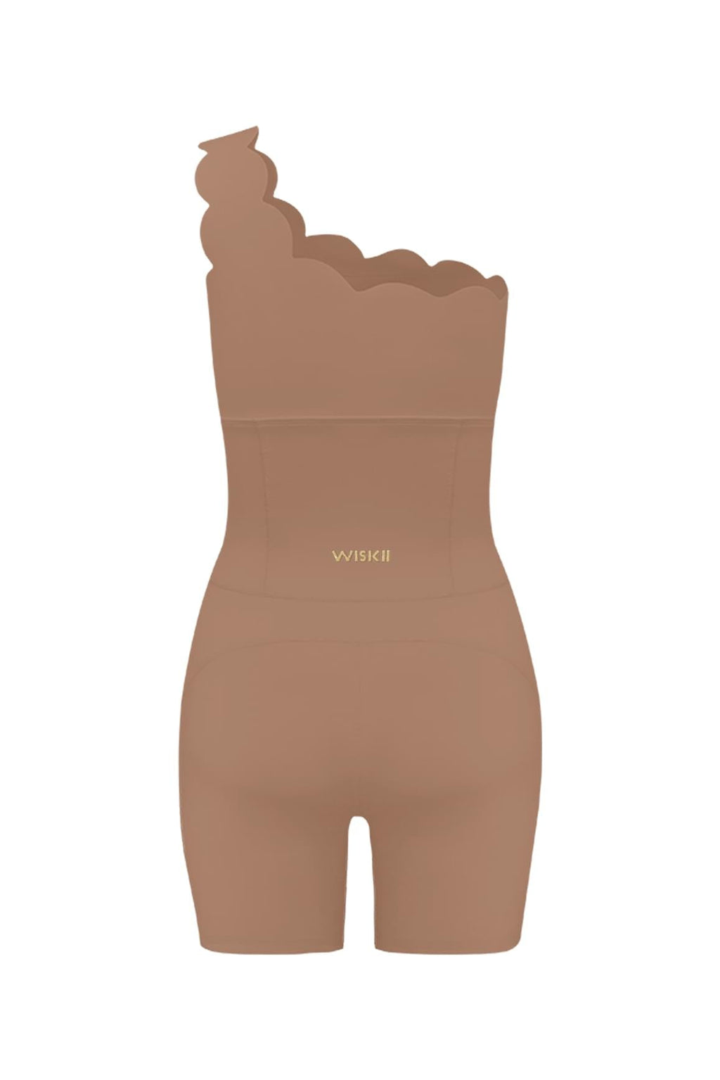 One-Shoulder Scallop Yoga Romper