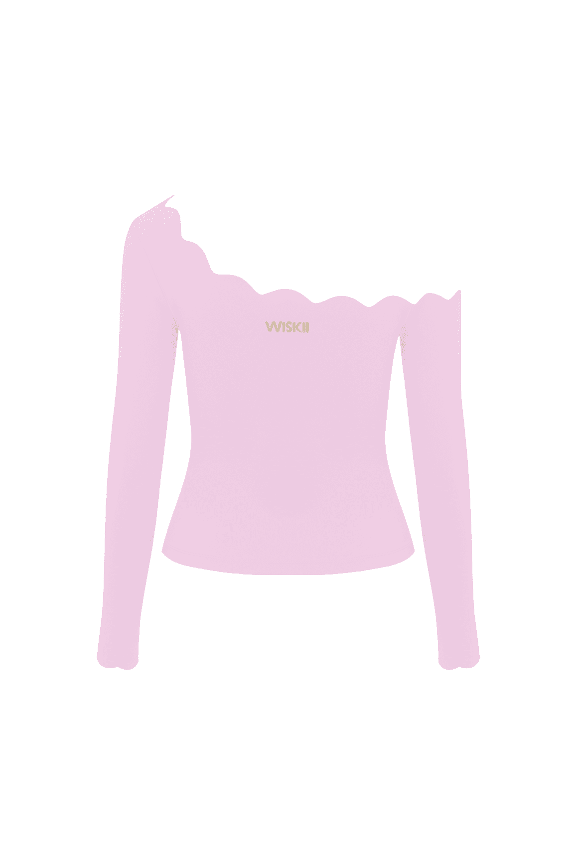 One-shoulder Scallop Long Sleeve Top