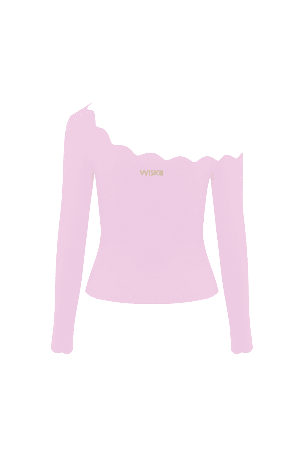 One-shoulder Scallop Long Sleeve Top