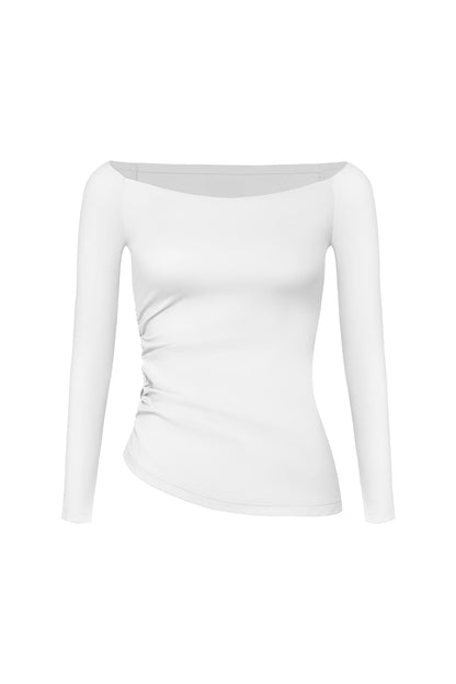 Long Sleeve Ruched Off-Shoulder Top