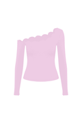 One-shoulder Scallop Long Sleeve Top