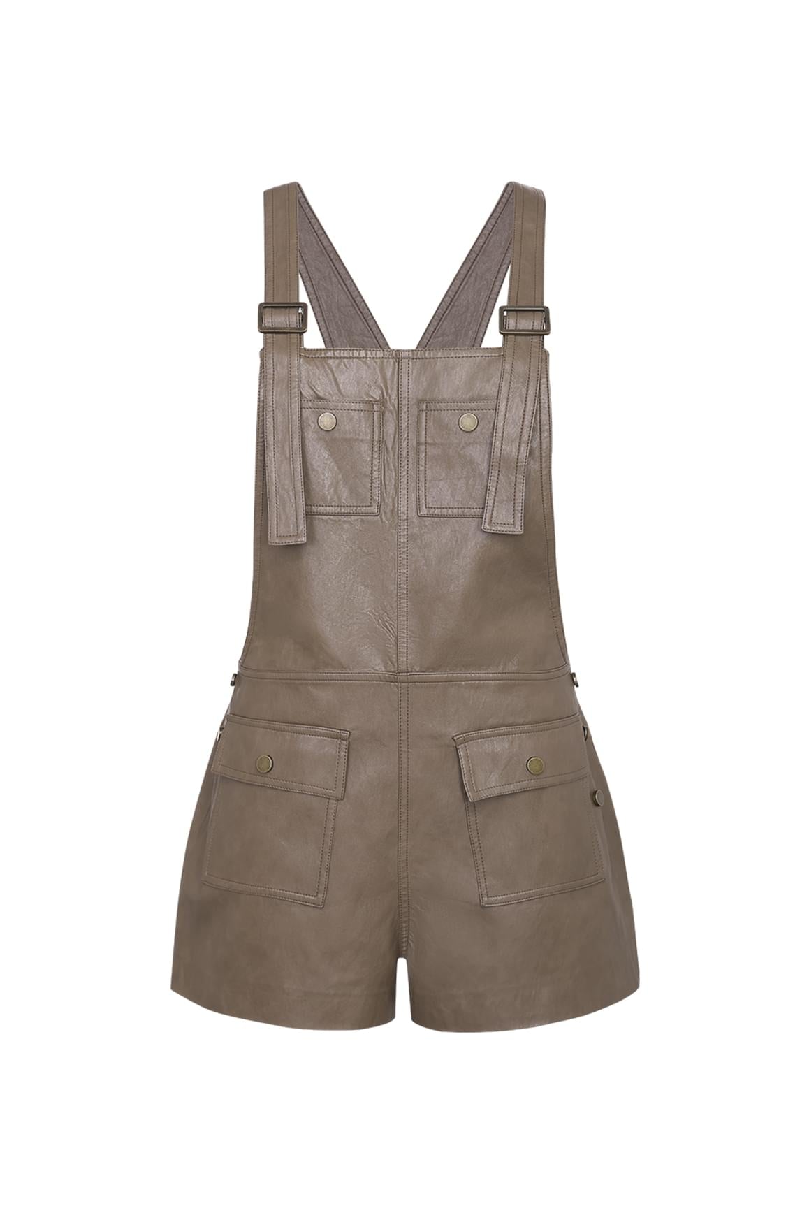 Faux Leather Overall Shorts