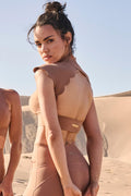 Scallop Cutout Mock Neck Bra