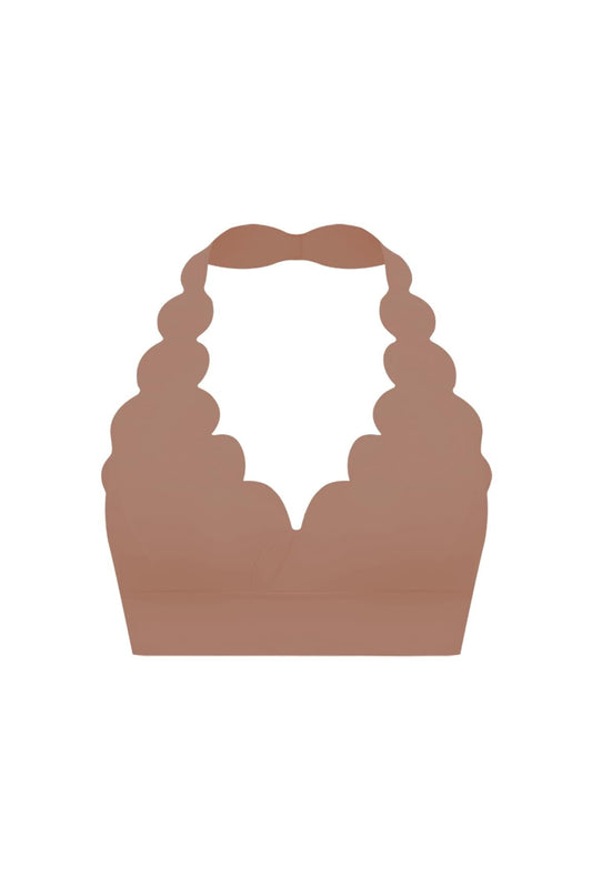 V-Cut Scallop Halter Bra