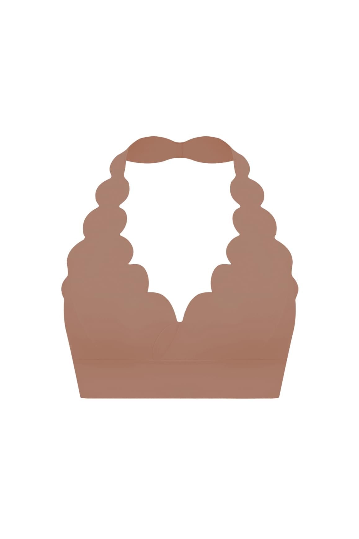 V-Cut Scallop Halter Bra