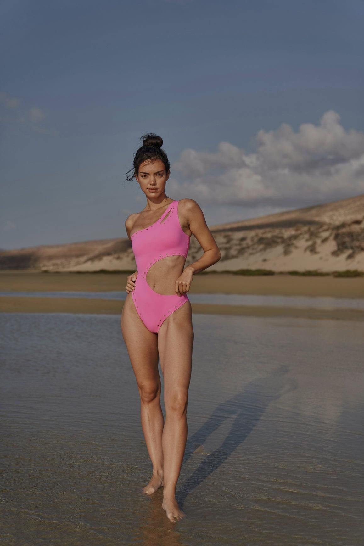 One Shoulder Laser Cut Swimsuit