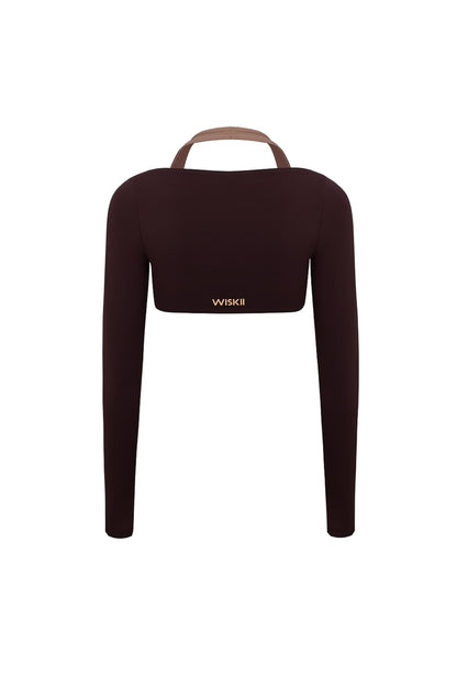 Colorblock One-Piece Long Sleeve Crop Top